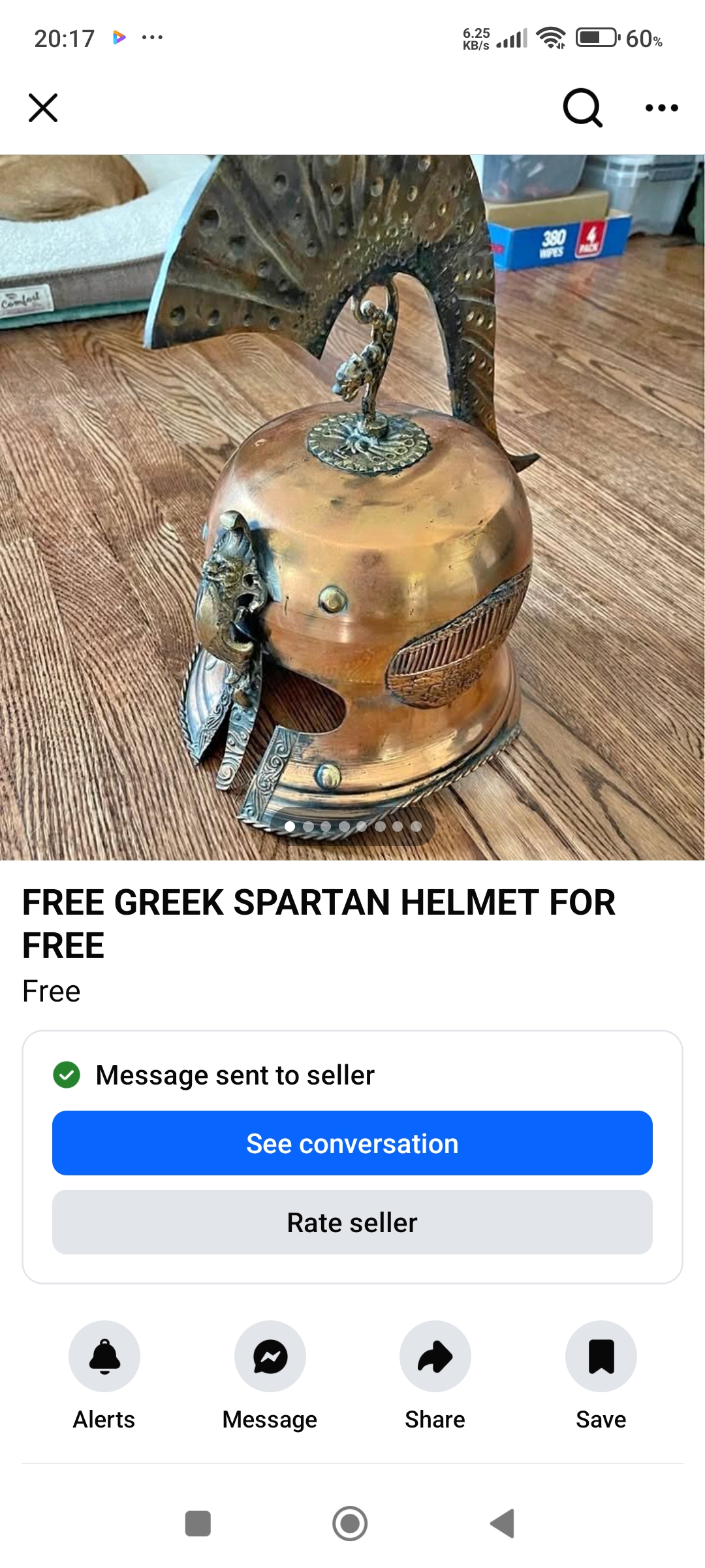 Brass Helmet advertised as free